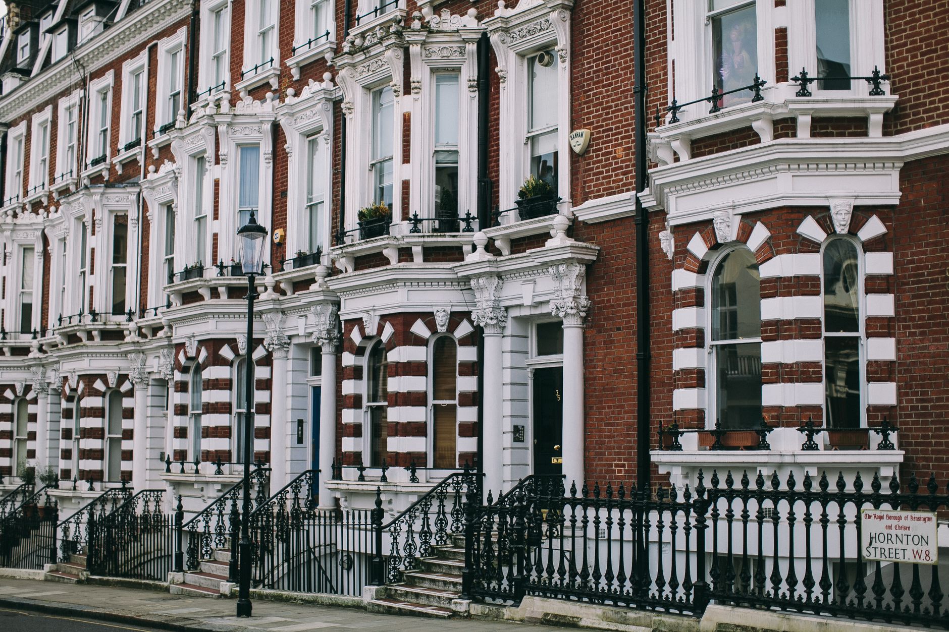 Ornate Victorian brick terrace showing traditional quality brickwork